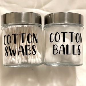 Customized bathroom accessories for your cotton balls and Q tips.